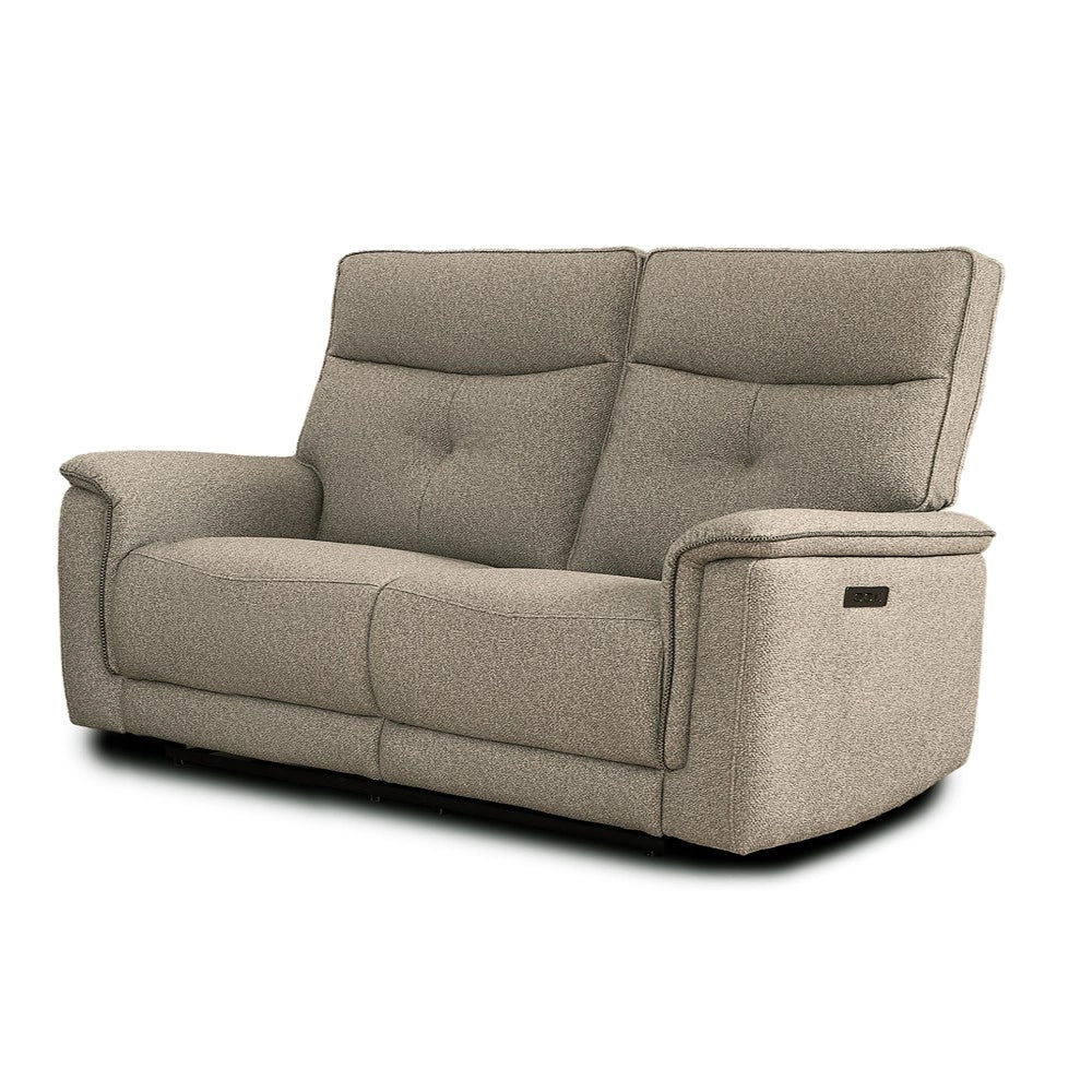 Divano recliner Elysio 3 posti elettrico in tessuto sabbia 198 cm