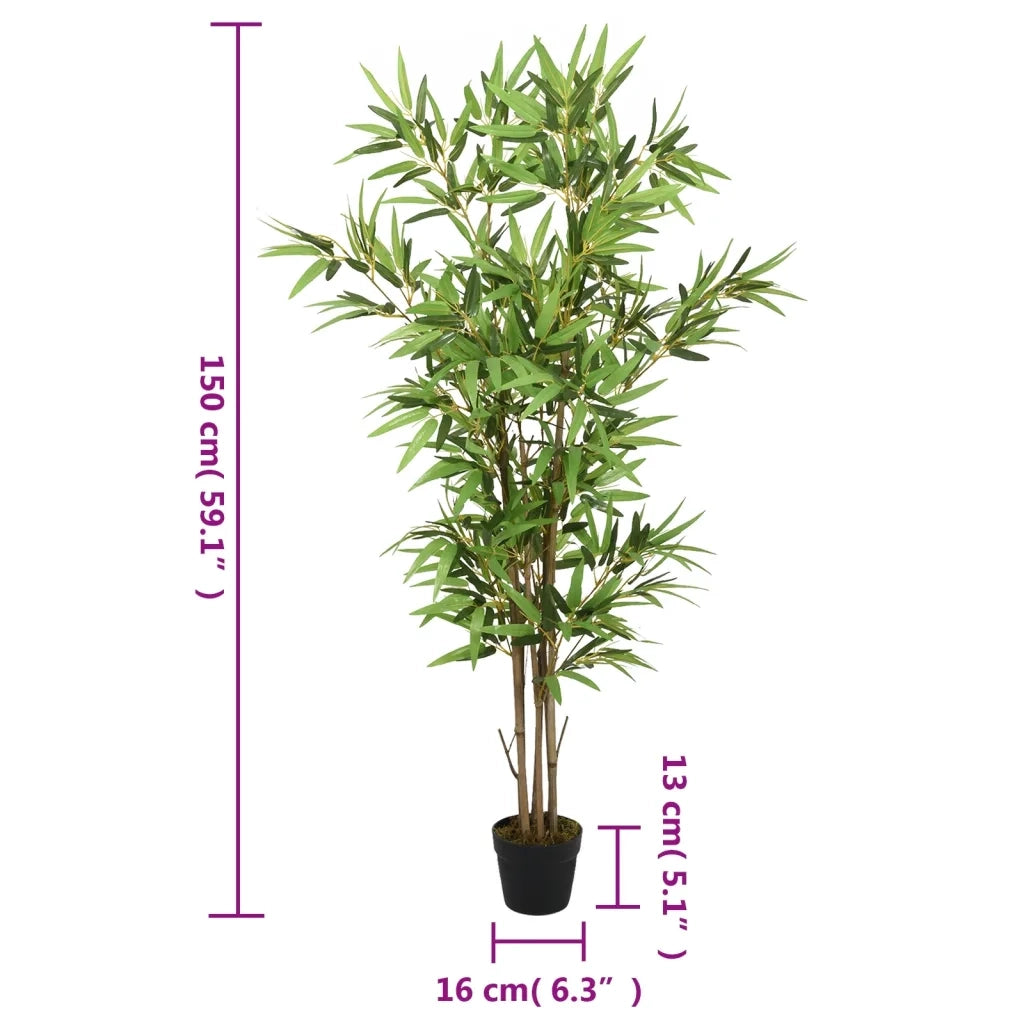 Albero Bambù Artificiale 828 Foglie 150 cm Verde 358969