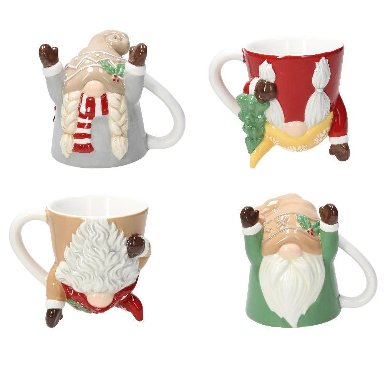 1 Pezzo Tazza Tazzone Latte Natale UP & DOWN Gnomi 300 cc 4 Modelli