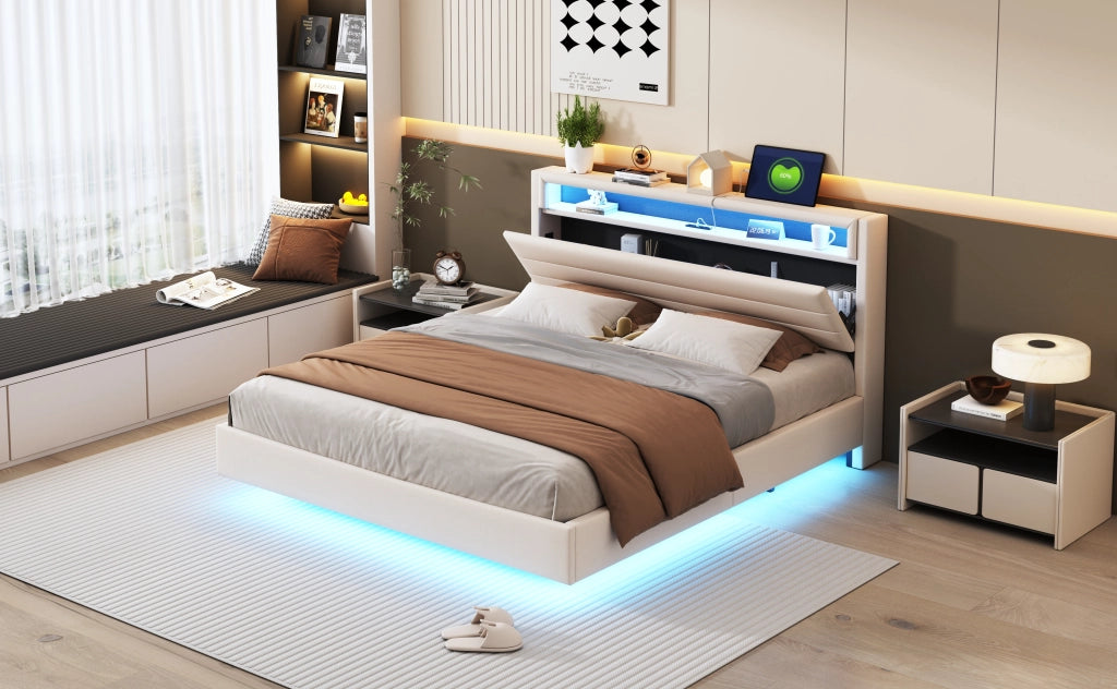 letto imbottito lino beige 160 x 200 cm