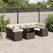Set Divani da Giardino 8 pz con Cuscini Marrone in Polyrattan 3269043