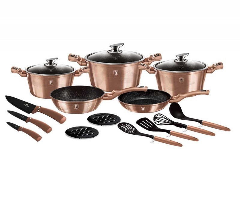 Berlinger haus BH-6161 Set di pentole in granito oro rosa 17 pezzi