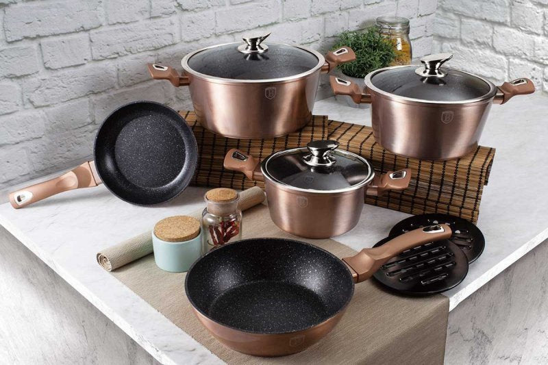 Berlinger haus BH-6161 Set di pentole in granito oro rosa 17 pezzi