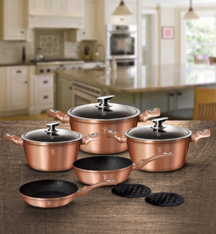 Berlinger haus BH-6161 Set di pentole in granito oro rosa 17 pezzi