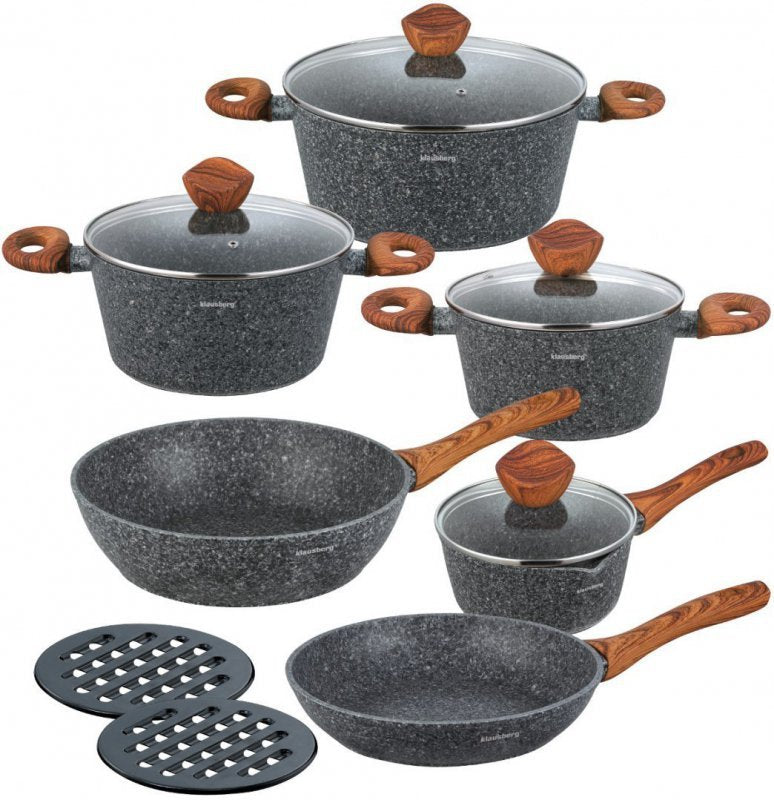 Klausberg KB-7242 Set di pentole in granito - Pentole antiaderenti da 12 pezzi