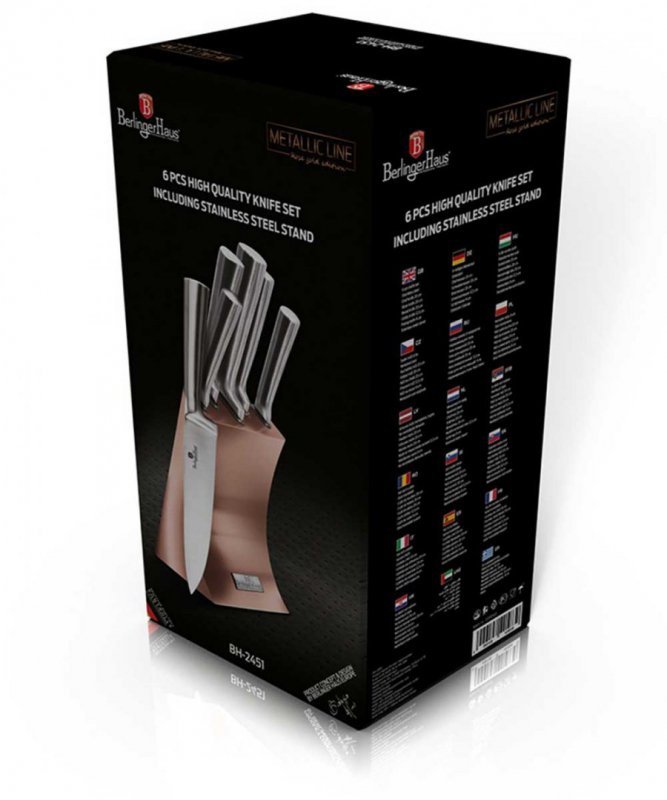 Berlinger haus BH-2451 Set di coltelli metallizzati in oro rosa con supporto
