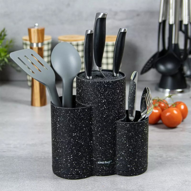 Kinghoff KH-1561 Ceppo portacoltelli triplo e portautensili da cucina