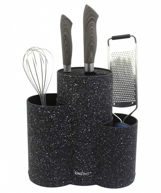 Kinghoff KH-1561 Ceppo portacoltelli triplo e portautensili da cucina