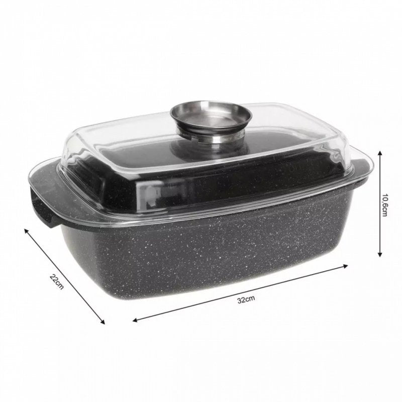Kinghoff KH-1608 Teglia antiaderente in marmo con coperchio da 5,5 l