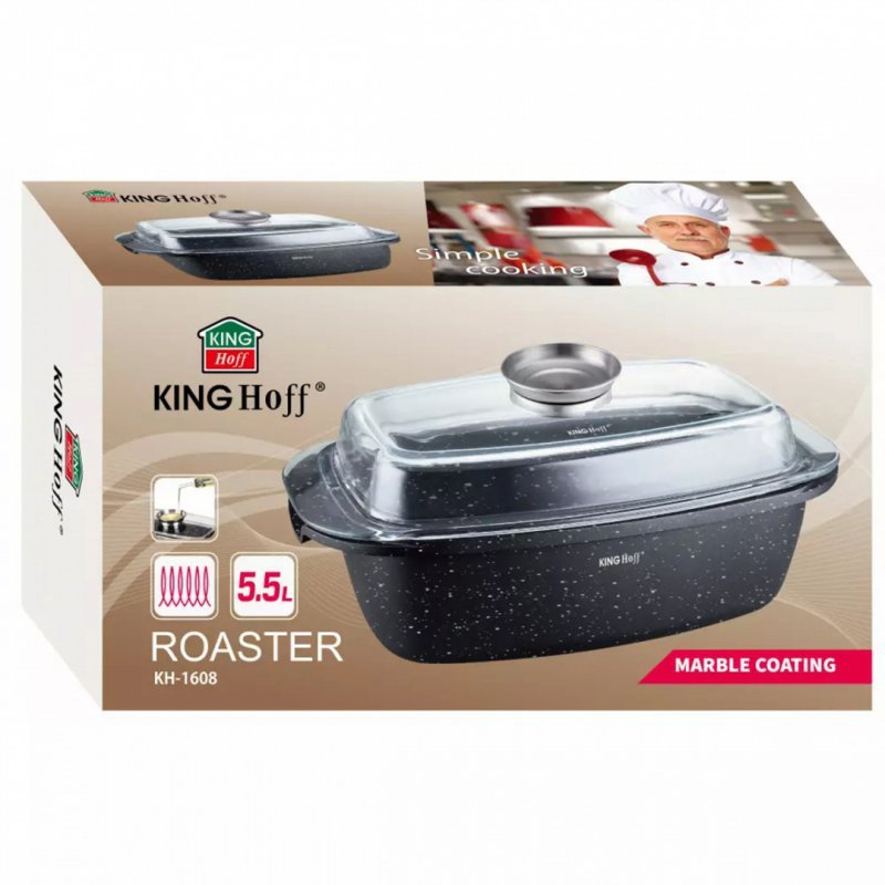 Kinghoff KH-1608 Teglia antiaderente in marmo con coperchio da 5,5 l
