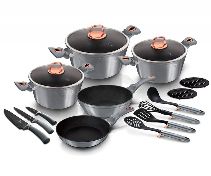 Berlinger haus BH-7044 Moonlight Set di pentole in granito da 17 pezzi