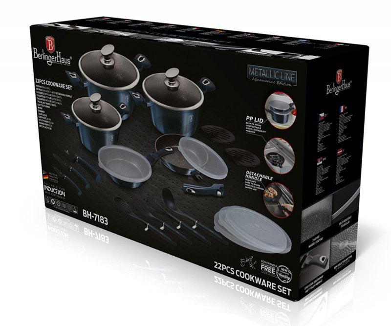 Berlinger haus BH-7183 Set di pentole in granito Aquamarine da 22 pezzi