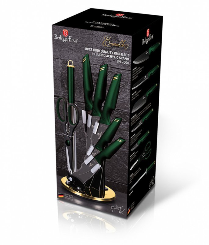 Berlinger haus BH-2690 Set di coltelli in acciaio inossidabile da 9 pezzi con supporto