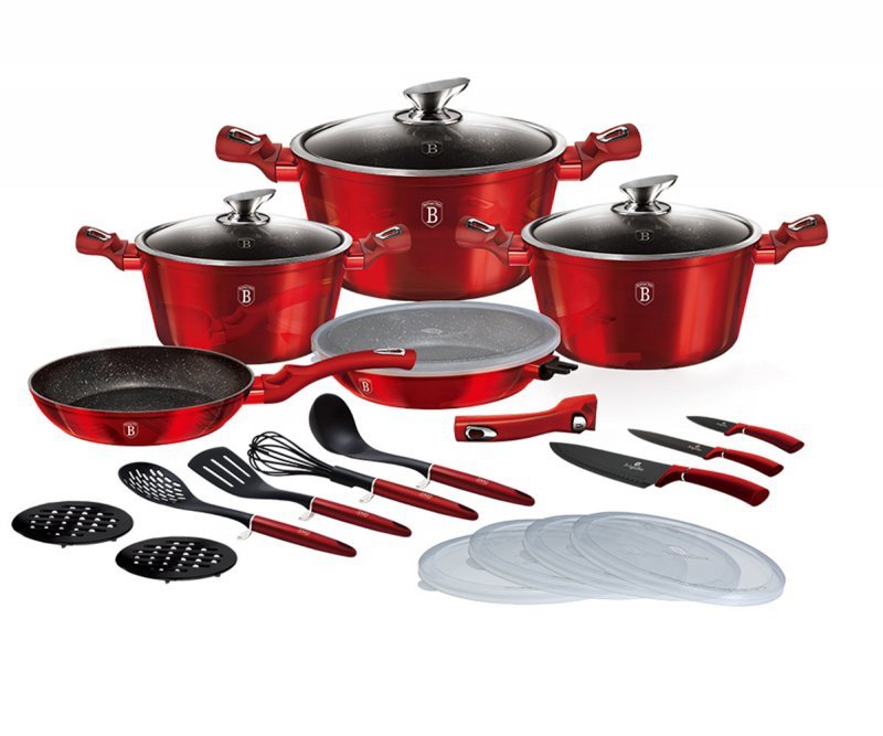 Berlinger haus BH-7180 Set di pentole in granito bordeaux da 22 pezzi