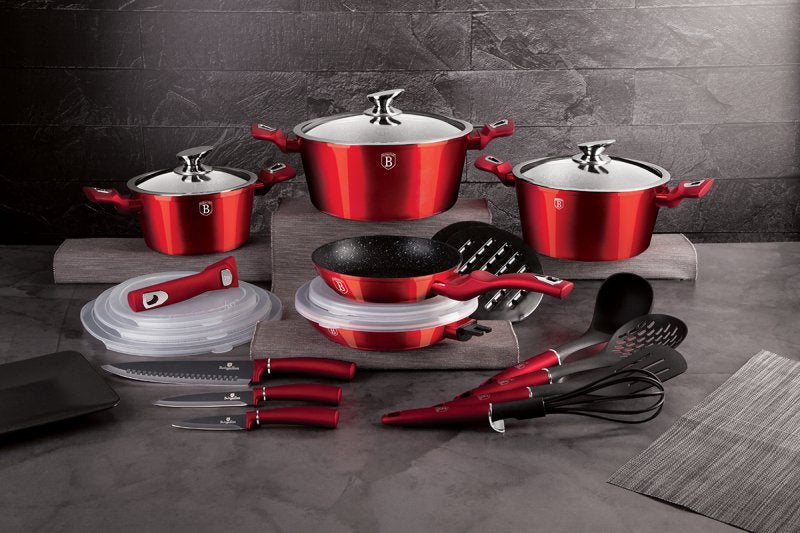 Berlinger haus BH-7180 Set di pentole in granito bordeaux da 22 pezzi