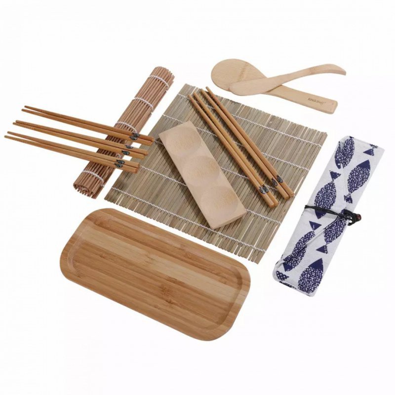 Kinghoff KH-1704 Set per preparare il sushi - Accessori in bambù ecocompatibili