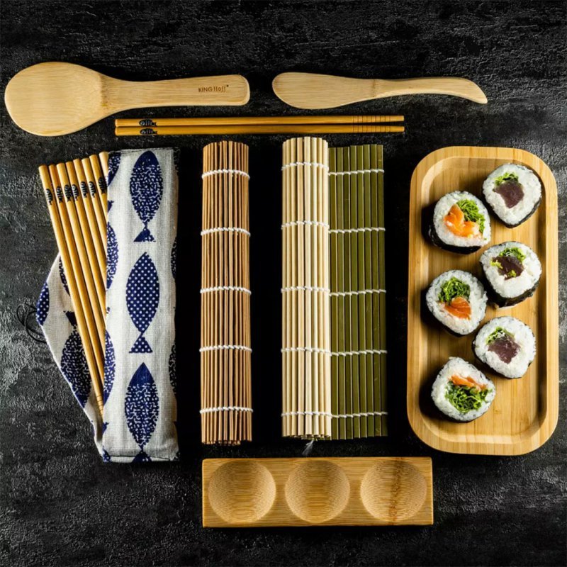 Kinghoff KH-1704 Set per preparare il sushi - Accessori in bambù ecocompatibili
