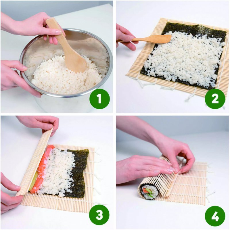 Kinghoff KH-1704 Set per preparare il sushi - Accessori in bambù ecocompatibili