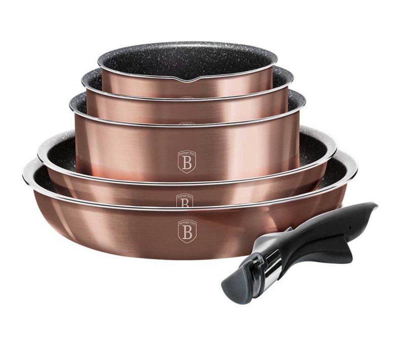 Berlinger Haus BH-1591 Click&Cook Set di pentole in granito oro rosa