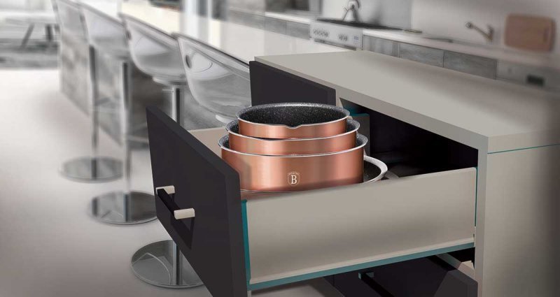 Berlinger Haus BH-1591 Click&Cook Set di pentole in granito oro rosa