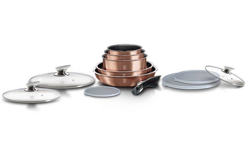 Berlinger Haus BH-1591 Click&Cook Set di pentole in granito oro rosa