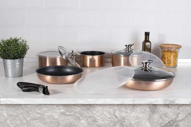 Berlinger Haus BH-1591 Click&Cook Set di pentole in granito oro rosa