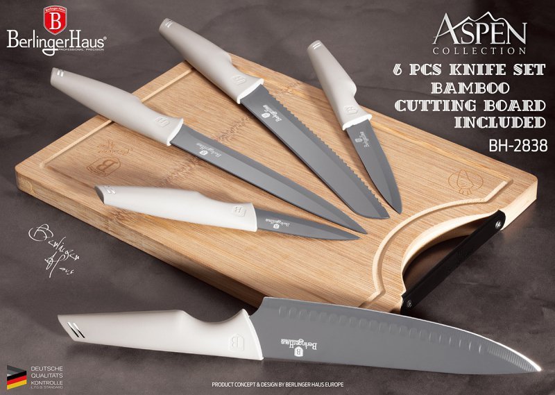 Berlinger haus BH-2838 Set di 5 coltelli da cucina con tagliere in bambù