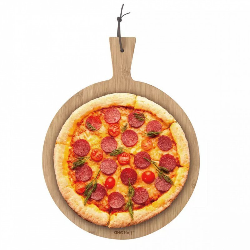 Kinghoff KH-1673 Tagliere per pizza in bambù con manico