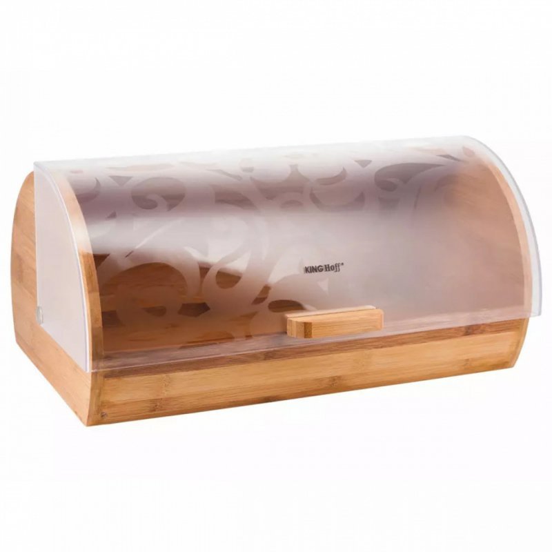 Kinghoff KH-3615 Portapane in bambù e acrilico con coperchio trasparente