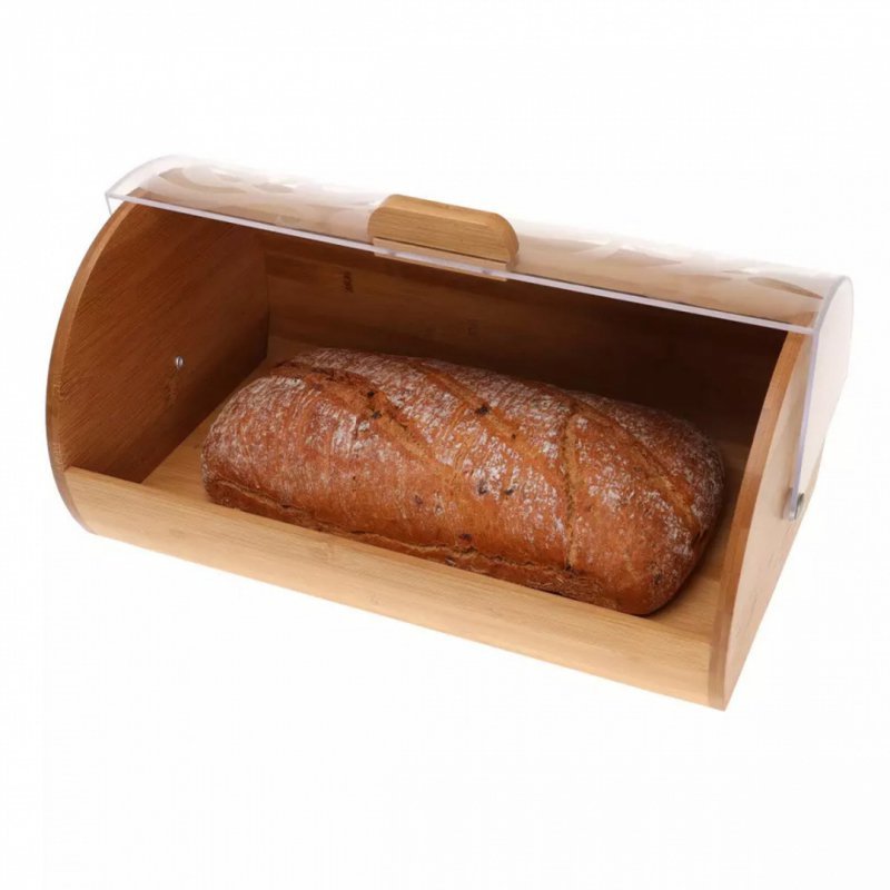 Kinghoff KH-3615 Portapane in bambù e acrilico con coperchio trasparente