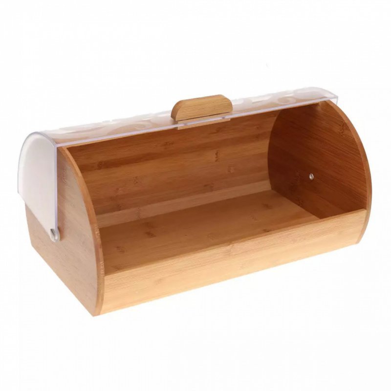Kinghoff KH-3615 Portapane in bambù e acrilico con coperchio trasparente
