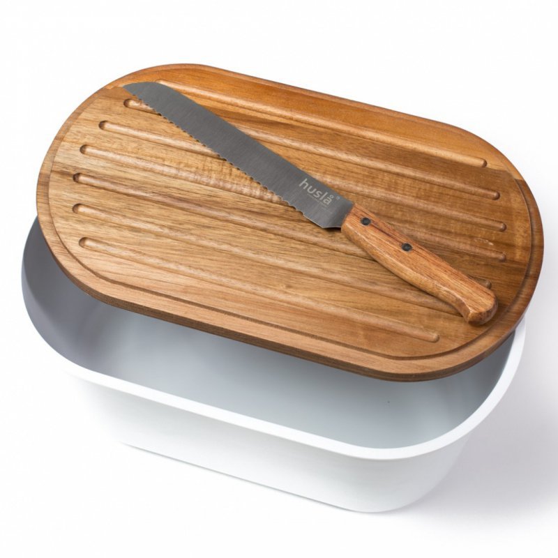 Husla 73940 Set di scatole per il pane con tagliere e coltello