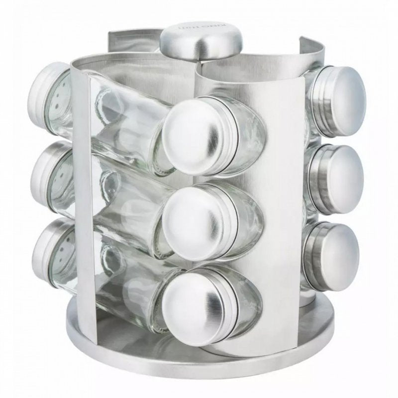 Kinghoff KH-4005 Porta spezie con 12 contenitori in vetro e supporto