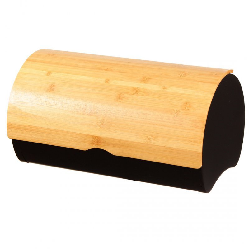 Elitehoff 2738 Modern Black Metal and Bamboo Bread Box