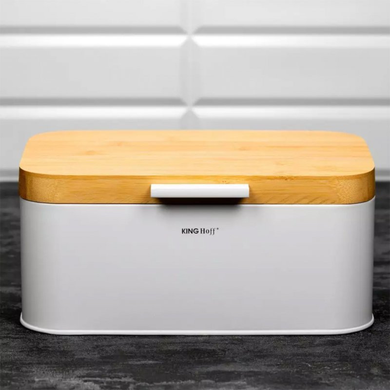 Kinghoff KH-1795 Portapane in bambù e acciaio per la cucina
