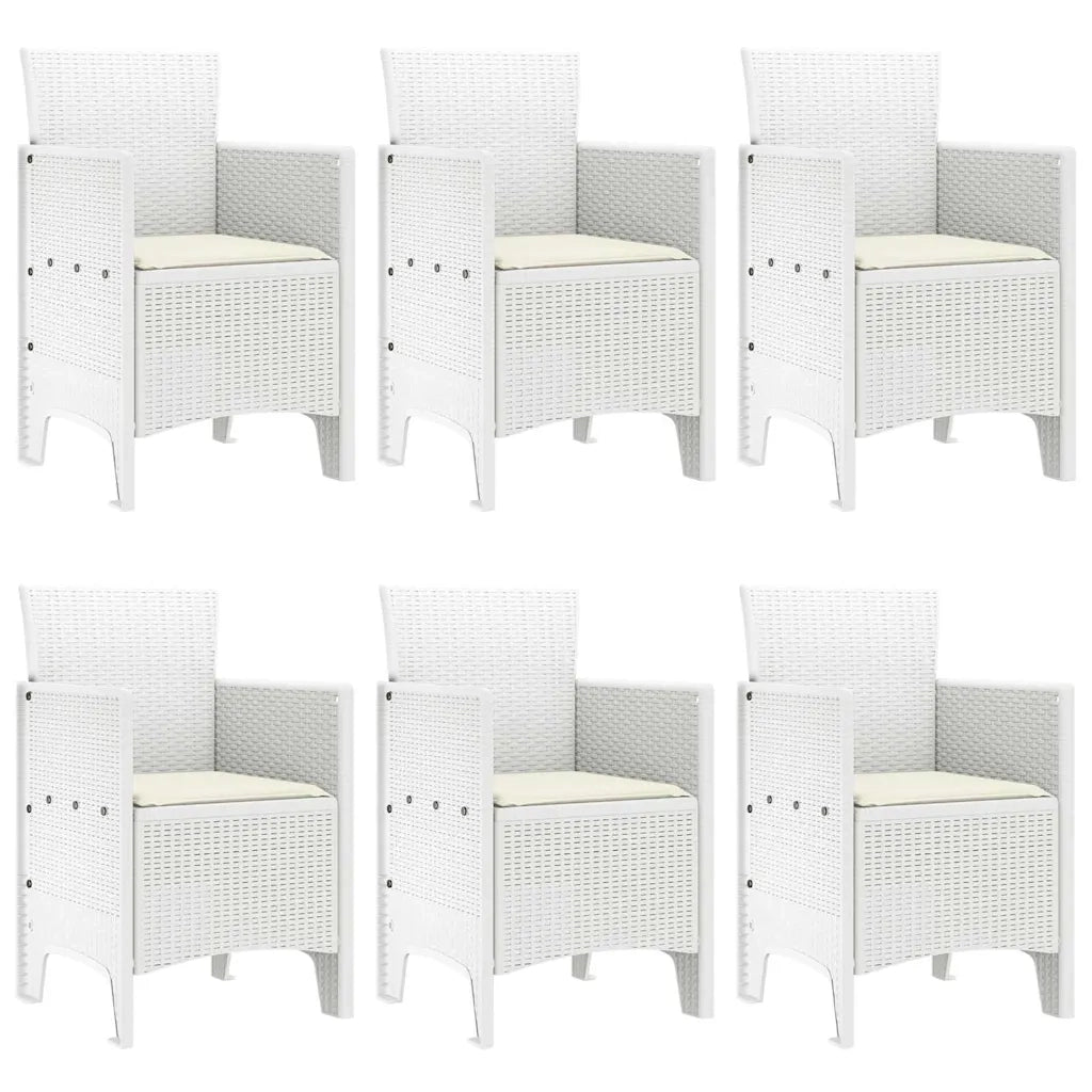 Set da Pranzo per Giardino 7 pcs Bianco Rattan Polt 3378566