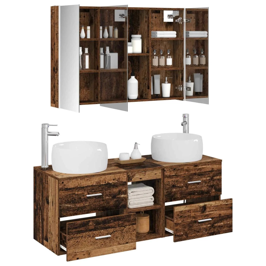 Set di mobili per il bagno 4 pz Legno antico 3407029