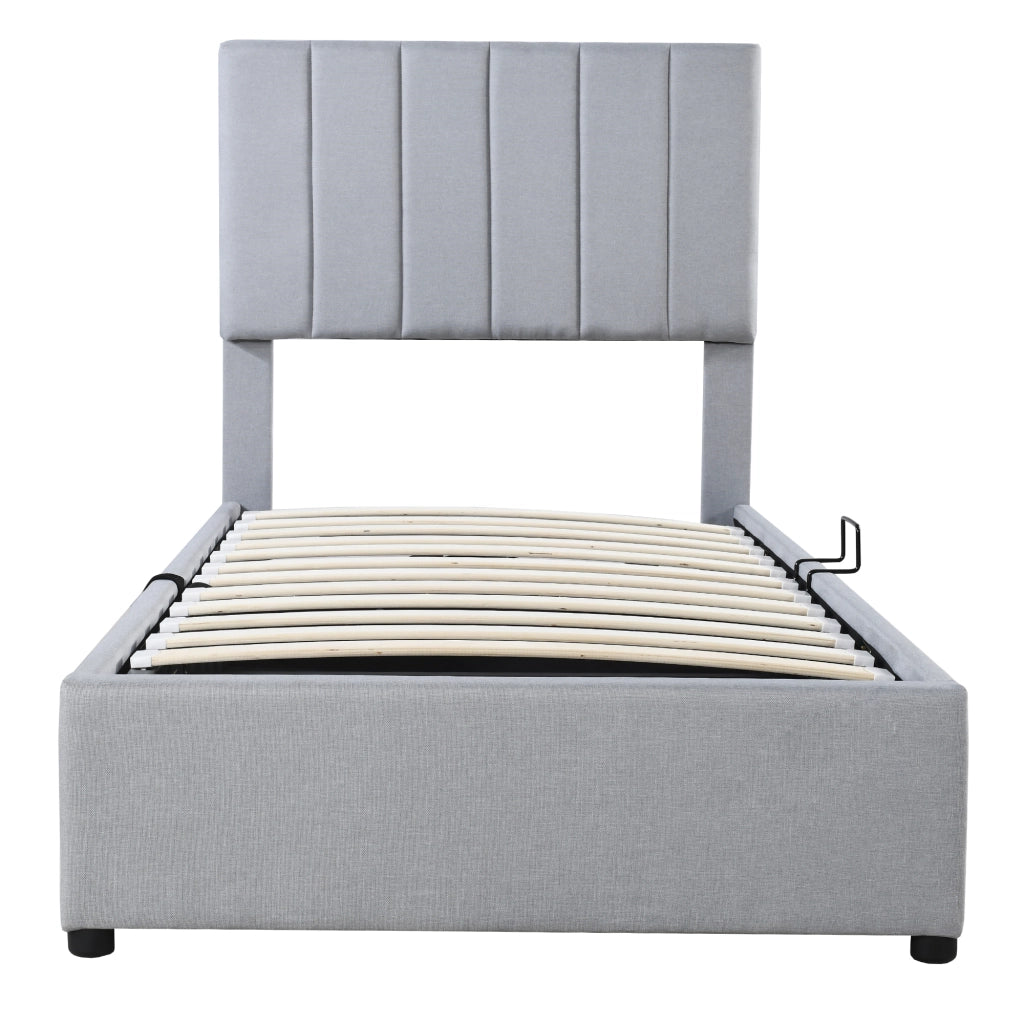LETTO Contenitore Idraulico 90x200 cm Imbottito Grigio