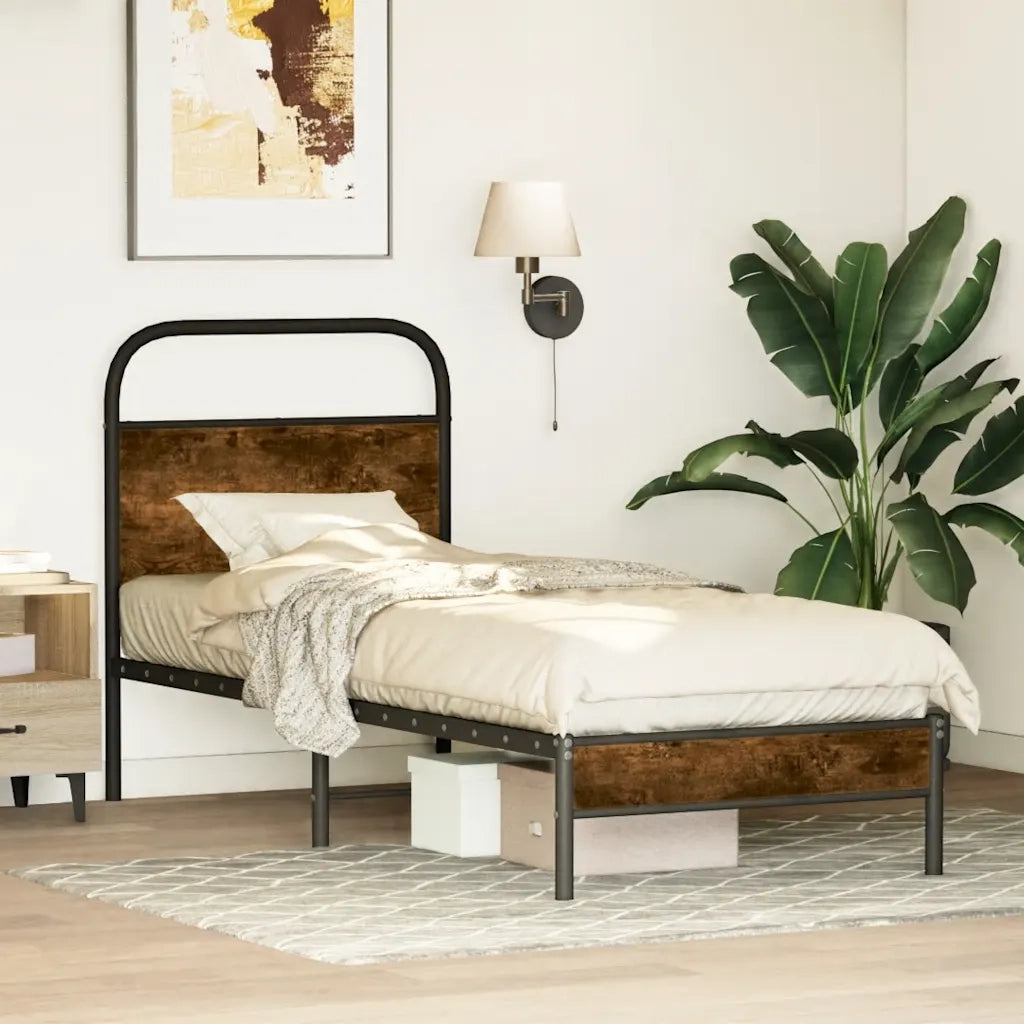 Giroletto senza Materasso-Struttura Letto Rovere Fumo 80x200 cm in Truciolato 611654