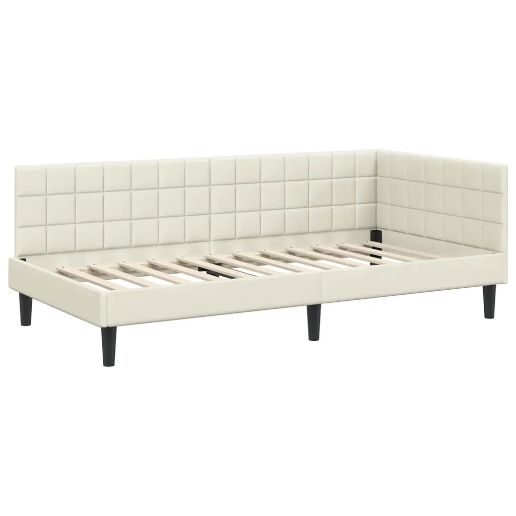 Cornice del letto ad angolo Crema 100 cm x 200 cm Velluto 42016445