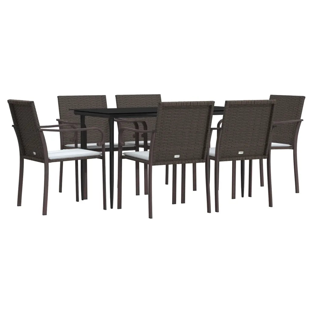 Set Pranzo da Giardino 7 pz con Cuscini in Polyrattan e Acciaio 3186942