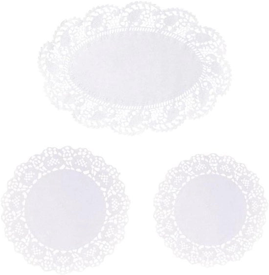 150 doilies in carta con bordi bianchi - Disponibili in diverse misure - Per festa, matrimonio, servizio e piatti da tavola
