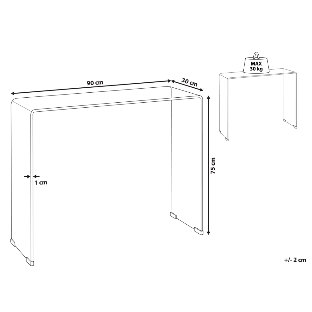 Consolle Trasparente 90 x 30 cm Rettangolare stile Minimalista