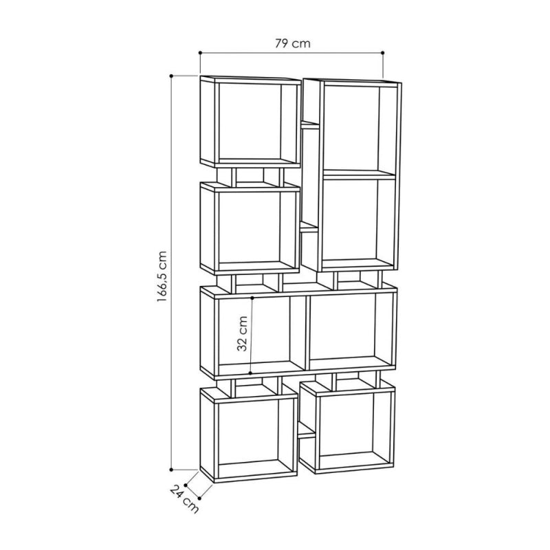 Libreria bifacciale Rail antracite 79x166,5
