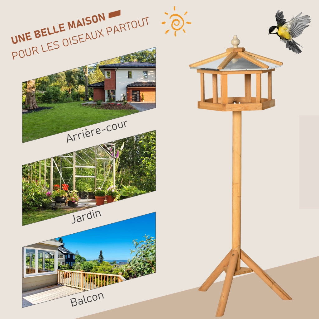 Mangiatoia per Uccelli con Piedistallo ¨C Minimal ¨C Legno 113 cm