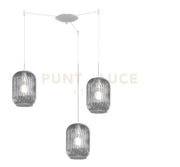SOSPENSIONE BIANCO 3 LUCI SPOSTABILE VETRI FUME 1181BI-S3 S-FU