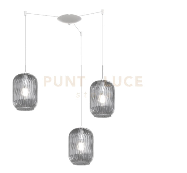 SOSPENSIONE BIANCO 3 LUCI SPOSTABILE VETRI FUME 1181BI-S3 S-FU