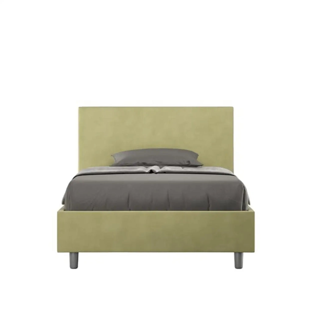Letto una piazza e mezza contenitore imbottito 120x210 microfibra tè verde Adele