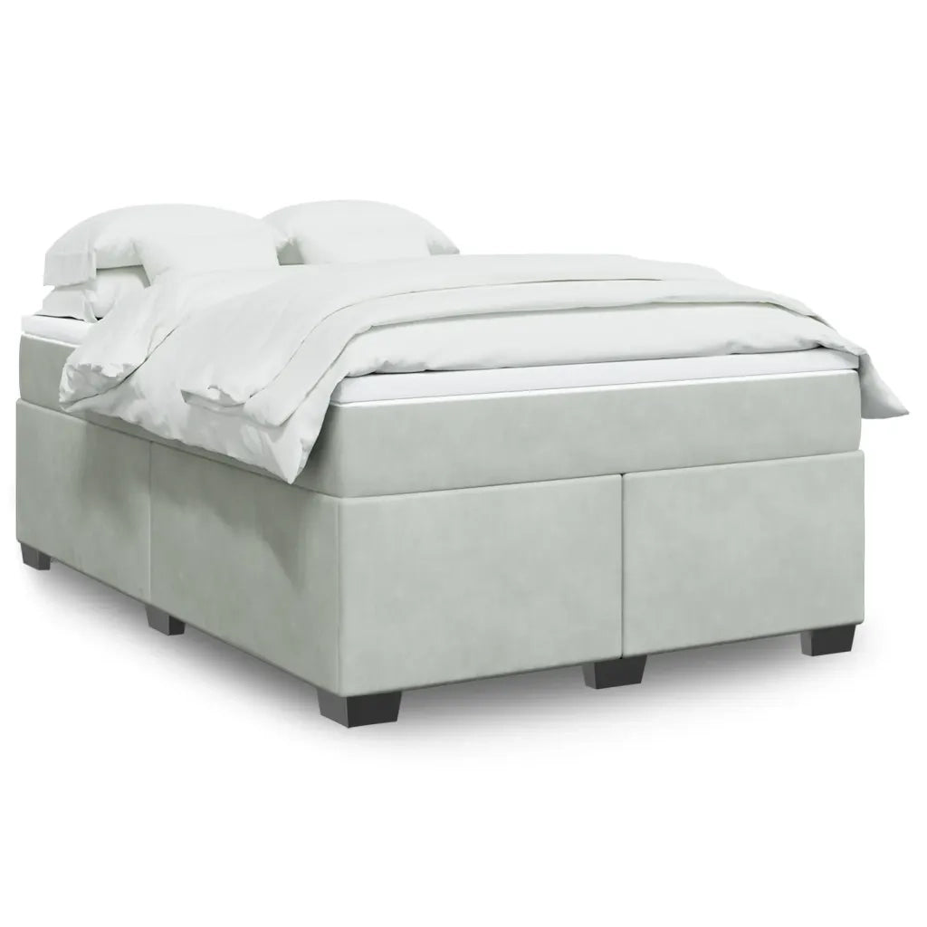 Giroletto a Molle con Materasso Grigio Chiaro 140x190cm Velluto