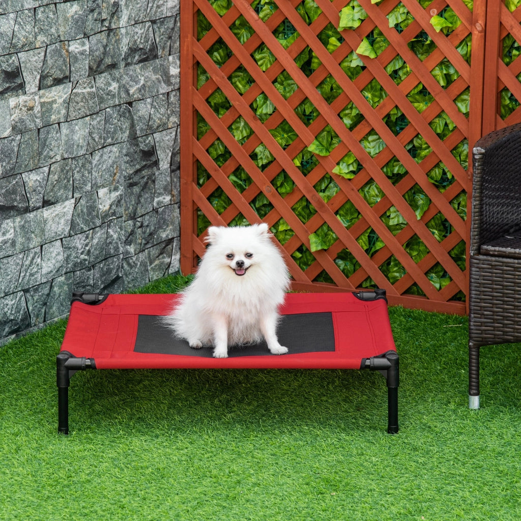 Lettino Rialzato per Cani e Gatti ¨C Xylo ¨C Rosso 76x61x18 cm